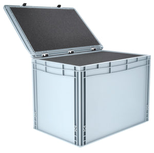 ED 64/42 HG Eurobehälter / Euro Box mit Scharnierdeckel 600 x 400 x 435 mm inklusive Rasterschaumstoff