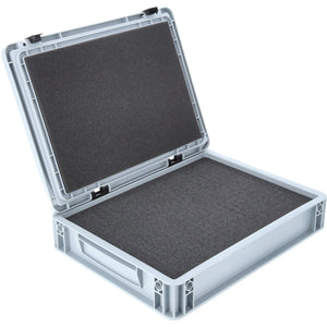 ED 43/75 HG Eurobehälter / Euro Box mit Scharnierdeckel 400 x 300 x 90 mm inklusive Rasterschaumstoff