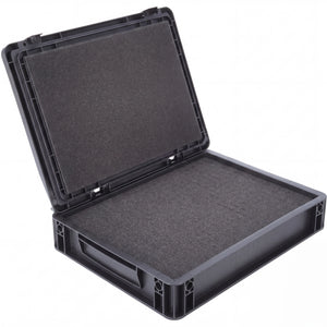 ED 43/75 HG Eurobehälter / Euro Box mit Scharnierdeckel 400 x 300 x 90 mm inklusive Rasterschaumstoff