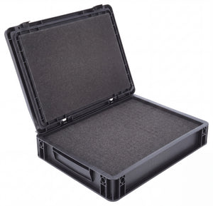 ED 43/75 HG Eurobehälter / Euro Box mit Scharnierdeckel 400 x 300 x 90 mm inklusive Rasterschaumstoff