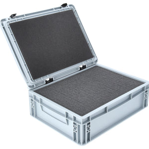 ED 43/12 HG Eurobehälter / Euro Box mit Scharnierdeckel 400 x 300 x 135 mm inklusive Rasterschaumstoff