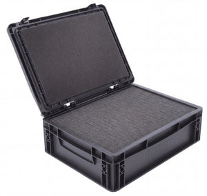 ED 43/12 HG Eurobehälter / Euro Box mit Scharnierdeckel 400 x 300 x 135 mm inklusive Rasterschaumstoff