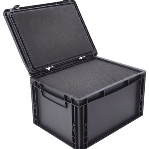ED 43/22 HG Eurobehälter / Euro Box mit Scharnierdeckel 400 x 300 x 235 mm inklusive Rasterschaumstoff