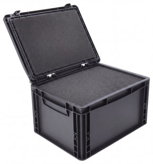 ED 43/22 HG Eurobehälter / Euro Box mit Scharnierdeckel 400 x 300 x 235 mm inklusive Rasterschaumstoff