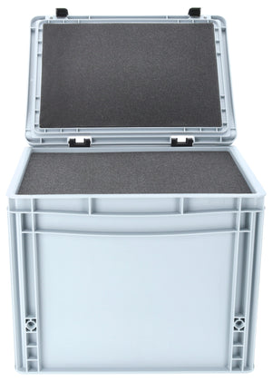 ED 43/32 HG Eurobehälter / Euro Box mit Scharnierdeckel 400 x 300 x 335 mm inklusive Rasterschaumstoff
