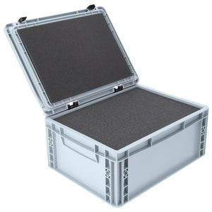 ED 43/17 HG Eurobehälter / Euro Box mit Scharnierdeckel 400 x 300 x 185 mm inklusive Rasterschaumstoff