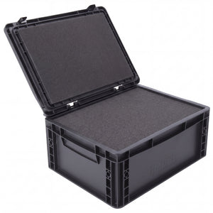 ED 43/17 HG Eurobehälter / Euro Box mit Scharnierdeckel 400 x 300 x 185 mm inklusive Rasterschaumstoff
