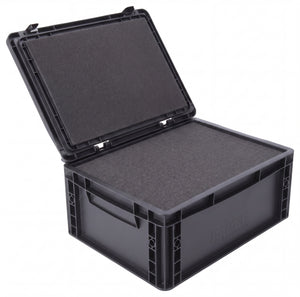 ED 43/17 HG Eurobehälter / Euro Box mit Scharnierdeckel 400 x 300 x 185 mm inklusive Rasterschaumstoff