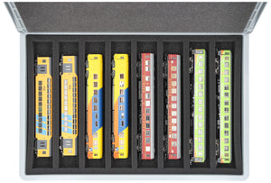 Eurobox 60 x 40 cm Set for model railway - H0 scale - 8 compartments - foam insert for horizontal storage