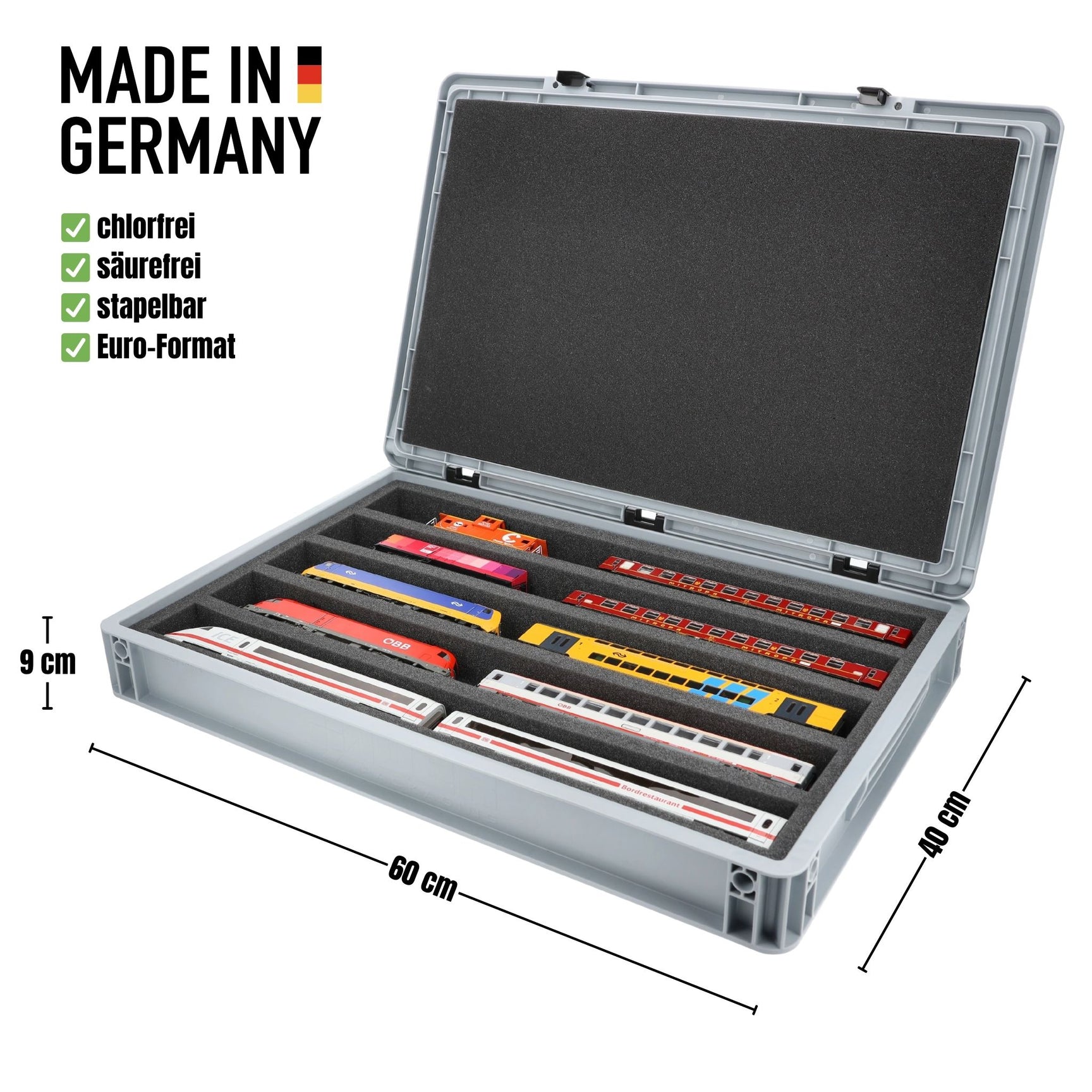 Eurobox 60 x 40 cm Set for model railway - H0 scale - 5 compartments