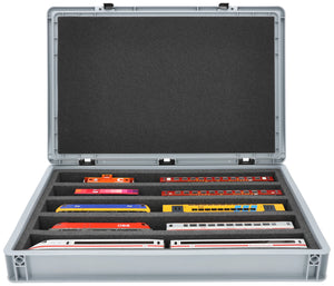 Eurobox 60 x 40 cm Set für Modelleisenbahnen - Spur H0 - 5 Fächer - Schaumstoffeinlage zur liegenden Aufbewahrung
