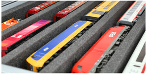 Eurobox 60 x 40 cm Set für Modelleisenbahnen - Spur H0 - 5 Fächer - Schaumstoffeinlage zur liegenden Aufbewahrung