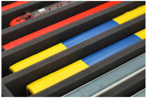 Eurobox 60 x 40 cm Set für Modelleisenbahnen - Spur H0 - 11 Fächer - Schaumstoffeinlage zur stehenden Aufbewahrung