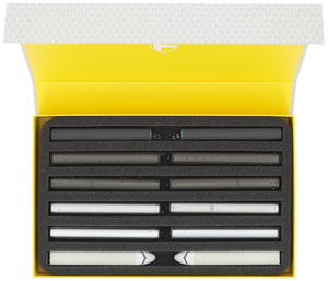 Magnetbox gelb für Modelleisenbahn - 6 Fächer für Spur Z - stehend