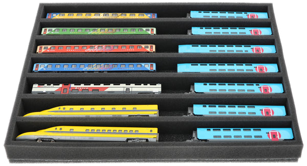 Schaumstoffeinlage Spur N - liegend - 7 Stege für Modelleisenbahn - FS035A001