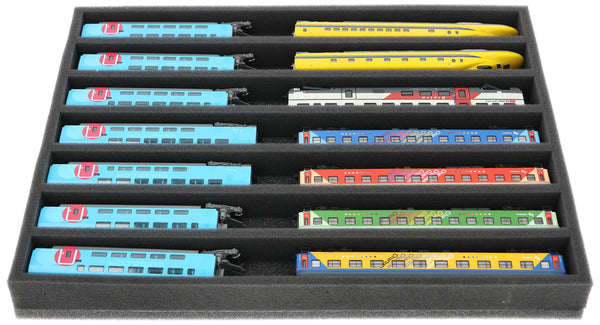 Schaumstoffeinlage Spur N - liegend - 7 Stege für Modelleisenbahn - FS035A001