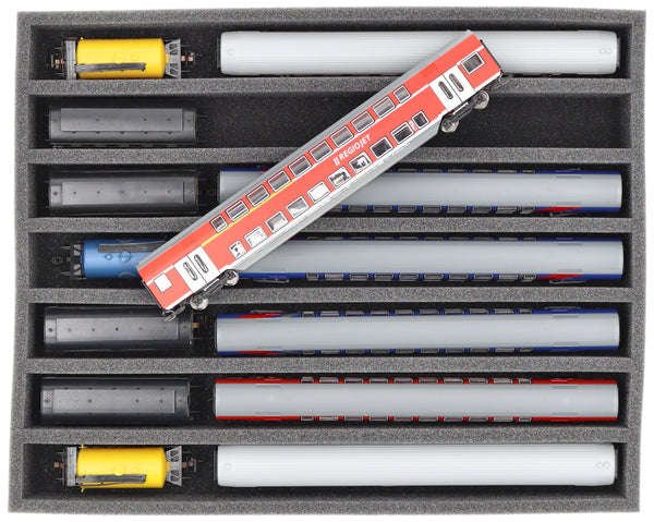 Schaumstoffeinlage Spur TT - stehend - 7 Stege für Modelleisenbahn - FS050A004