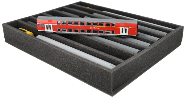 Schaumstoffeinlage Spur TT - stehend - 7 Stege für Modelleisenbahn - FS050A004