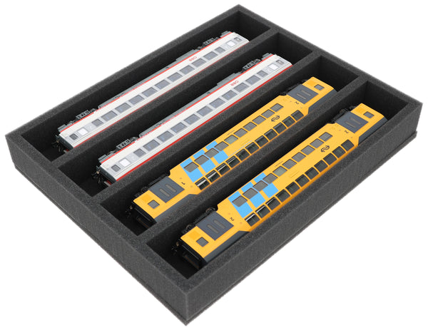 Schaumstoffeinlage Spur H0 - liegend - 4 Stege für Modelleisenbahn - FS050A005