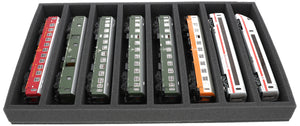 Foam insert gauge H0 - horizontal - 8 slots for model railway - suitable for Storage Box DSLB075 - DS050A001