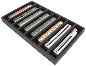 Foam insert gauge H0 - horizontal - 8 slots for model railway - suitable for Storage Box DSLB075 - DS050A001