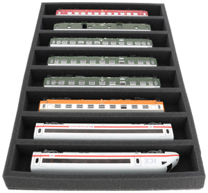 Foam insert gauge H0 - horizontal - 8 slots for model railway - suitable for Storage Box DSLB075 - DS050A001