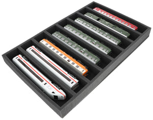Foam insert gauge H0 - horizontal - 8 slots for model railway - suitable for Storage Box DSLB075 - DS050A001
