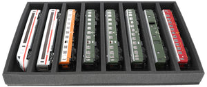 Foam insert gauge H0 - horizontal - 8 slots for model railway - suitable for Storage Box DSLB075 - DS050A001