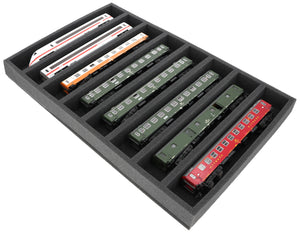 Foam insert gauge H0 - horizontal - 8 slots for model railway - suitable for Storage Box DSLB075 - DS050A001