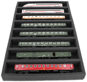 Foam insert gauge H0 - horizontal - 8 slots for model railway - suitable for Storage Box DSLB075 - DS050A001