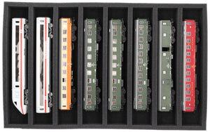 Foam insert gauge H0 - horizontal - 8 slots for model railway - suitable for Storage Box DSLB075 - DS050A001