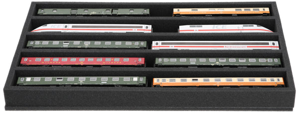 Foam insert gauge H0 - lying - 5 slots for model railway - DS050A002