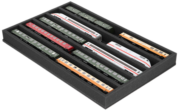 Foam insert gauge H0 - lying - 5 slots for model railway - DS050A002