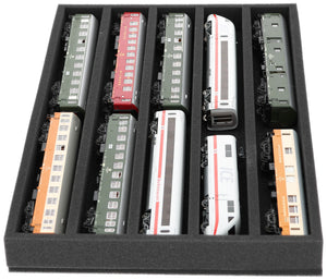 Foam insert gauge H0 - horizontal - 5 slots for model railway - suitable for Storage Box DSLB075 - DS050A002