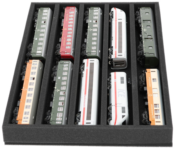 Foam insert gauge H0 - lying - 5 slots for model railway - DS050A002
