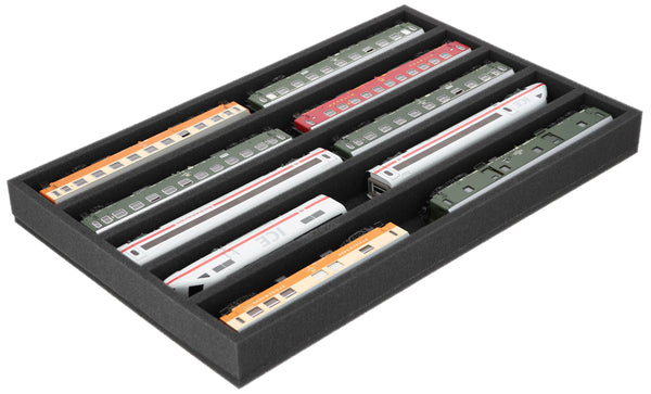 Foam insert gauge H0 - lying - 5 slots for model railway - DS050A002