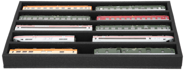 Foam insert gauge H0 - lying - 5 slots for model railway - DS050A002