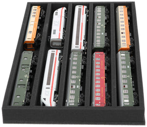 Foam insert gauge H0 - horizontal - 5 slots for model railway - suitable for Storage Box DSLB075 - DS050A002