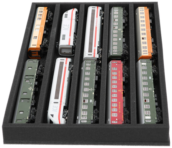 Foam insert gauge H0 - lying - 5 slots for model railway - DS050A002
