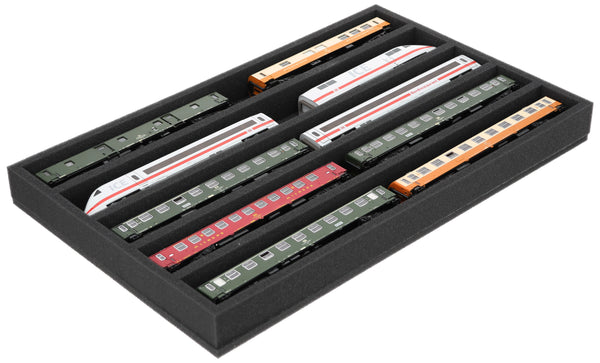 Foam insert gauge H0 - lying - 5 slots for model railway - DS050A002