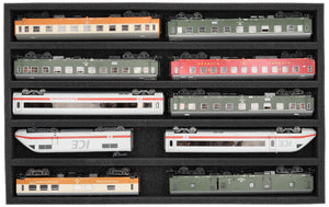 Foam insert gauge H0 - horizontal - 5 slots for model railway - suitable for Storage Box DSLB075 - DS050A002