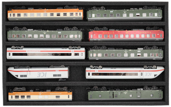 Foam insert gauge H0 - lying - 5 slots for model railway - DS050A002