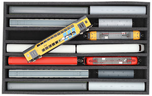 Foam insert gauge H0 - upright - 7 slots for model railway - suitable for Storage Box DSLB075 - DS065A001