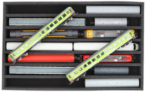 Lagerbox DSLB075 für Modelleisenbahn - 7 Fächer für Spur H0 - stehend