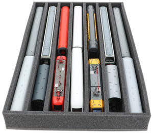 Foam insert gauge H0 - upright - 7 slots for model railway - suitable for Storage Box DSLB075 - DS065A001