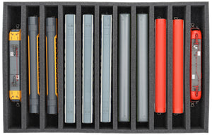Foam insert gauge H0 - upright - 11 slots for model railway - suitable for Storage Box DSLB075- DS065A002