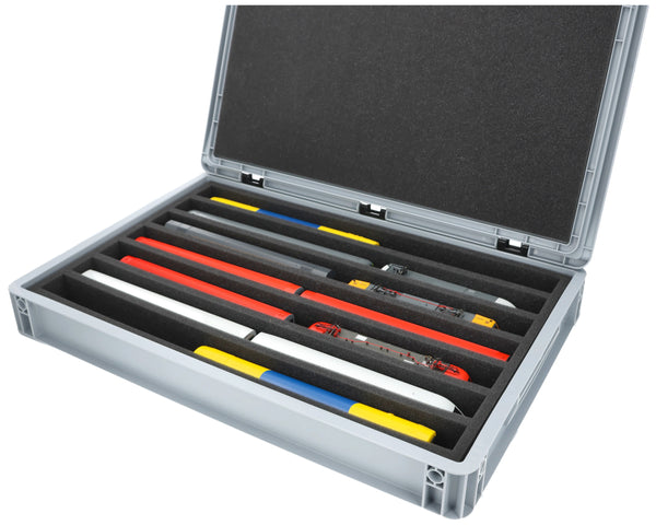 Euro container for model railway - 7 slots lengthwise for H0 gauge - standing