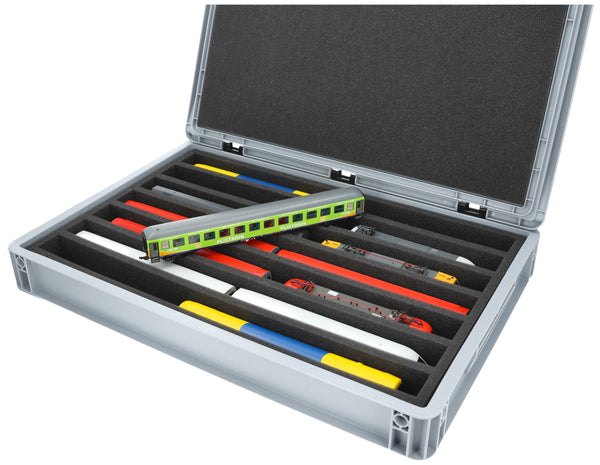Euro container for model railway - 7 slots lengthwise for H0 gauge - standing
