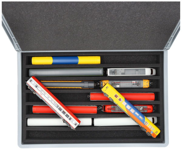 Euro container for model railway - 7 slots lengthwise for H0 gauge - standing