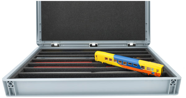 Euro container for model railway - 7 slots lengthwise for H0 gauge - standing
